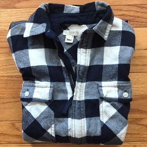 JCrew Buffalo Plaid pullover womens XXS white blue